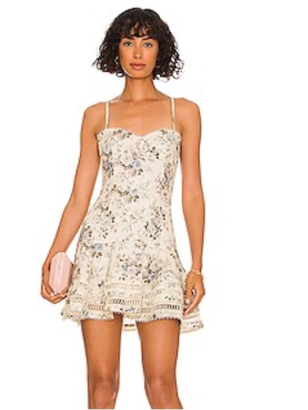 V. CHAPMAN LINEN HIBISCUS MINI DRESS TIERED 6